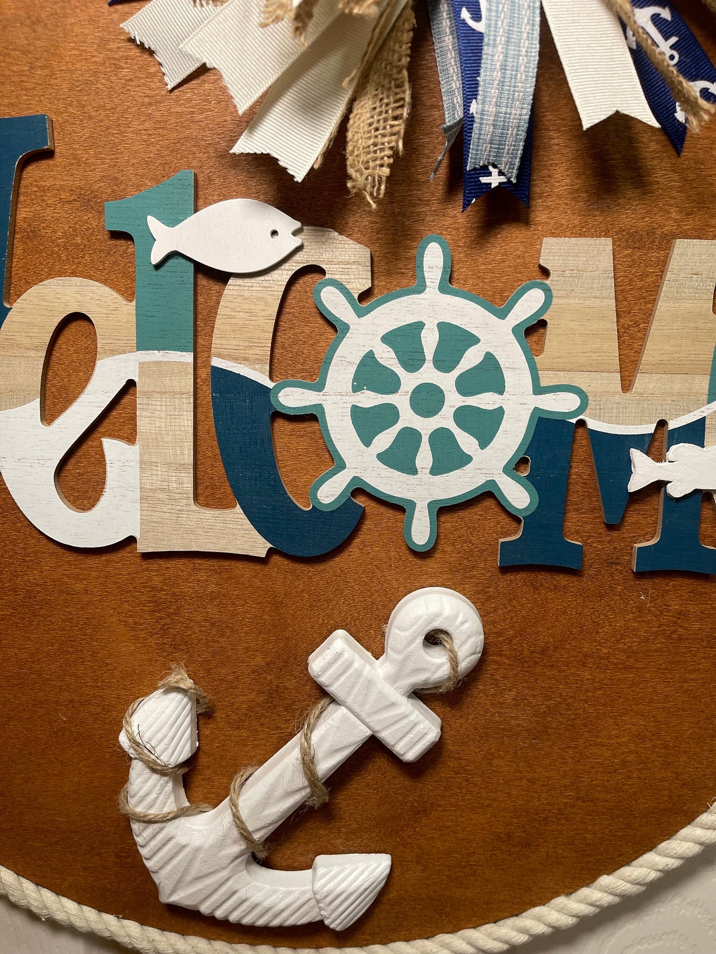 Nautical Front Door Decor Welcome Sign Anchor Beach Color Door Decoration