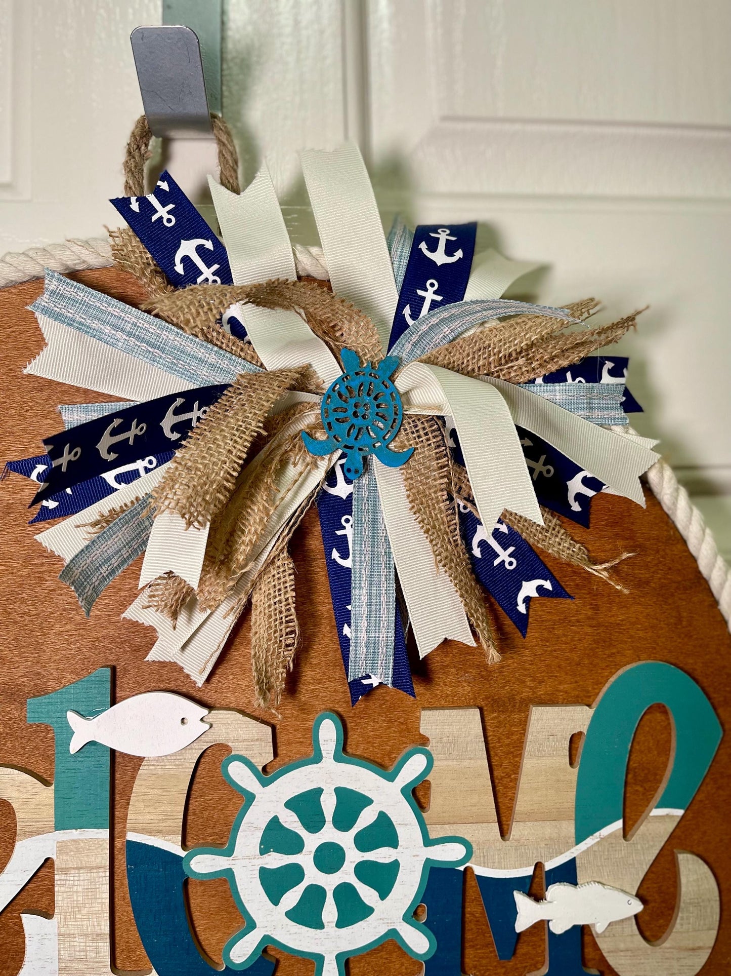 Nautical Front Door Decor Welcome Sign Anchor Beach Color Door Decoration